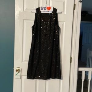 Black and gold sequined dress